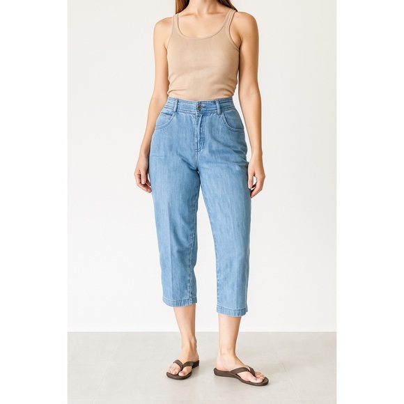Talbots | VTG Light Wash Denim Pocket Pants Capri Jeans - Picture 1 of 9